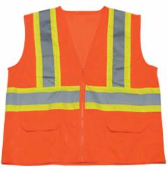 Orange Two Tone Stripes Ansi Class 2 Mesh Vest